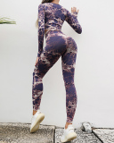 Popular Long Sleeve Tie Dye Pants Suits Yoga Two-piece Sets S-L
