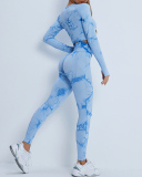 Popular Long Sleeve Tie Dye Pants Suits Yoga Two-piece Sets S-L