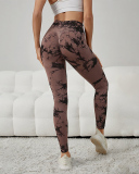 New Seamless Tie-Dye Yoga Fitness Women's High Waist Abdomen Sports Tights Pants XS-L