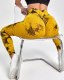 New Seamless Tie-Dye Yoga Fitness Women's High Waist Abdomen Sports Tights Pants XS-L