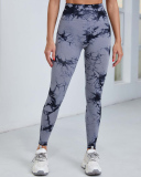Women Tie-Dye High Waist Fitness Pants Peach Hip Lift Yoga Pants Sports Tights Quick-Drying Nine-Point Pants