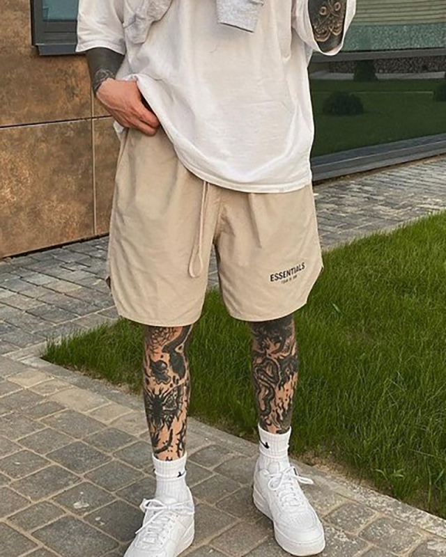 Hot Style Reflective LOGO Men's Shorts Khaki Black Green S-XL