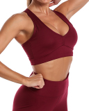 Yoga Solid Color Running Tight Peach Hip Lift  Three Piece Sets Black Wine Red Green S-XL