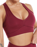 Yoga Solid Color Running Tight Peach Hip Lift  Three Piece Sets Black Wine Red Green S-XL