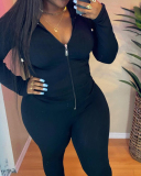 Women Long Sleeve Solid Color Hoodies Suit Causal Wear Two Pieces Outfit Pink Red Grey Black Blue Khaki S-XL