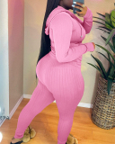 Women Long Sleeve Solid Color Hoodies Suit Causal Wear Two Pieces Outfit Pink Red Grey Black Blue Khaki S-XL