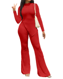 Women Solid Color Long Sleeve O Neck Irregular Fashion Pants Sets Two Pieces Outfit Red Light Green Black White Pink S-2XL