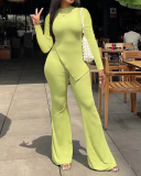 Women Solid Color Long Sleeve O Neck Irregular Fashion Pants Sets Two Pieces Outfit Red Light Green Black White Pink S-2XL