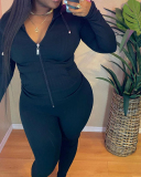 Women Long Sleeve Solid Color Hoodies Suit Causal Wear Two Pieces Outfit Pink Red Grey Black Blue Khaki S-XL