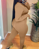 Women Long Sleeve Solid Color Hoodies Suit Causal Wear Two Pieces Outfit Pink Red Grey Black Blue Khaki S-XL