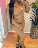 Women Long Sleeve Solid Color Hoodies Suit Causal Wear Two Pieces Outfit Pink Red Grey Black Blue Khaki S-XL