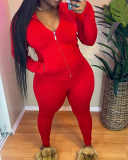 Women Long Sleeve Solid Color Hoodies Suit Causal Wear Two Pieces Outfit Pink Red Grey Black Blue Khaki S-XL