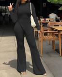 Women Solid Color Long Sleeve O Neck Irregular Fashion Pants Sets Two Pieces Outfit Red Light Green Black White Pink S-2XL