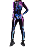 Long Sleeve Skull Printed Sexy Jumpsuit Halloween Costume