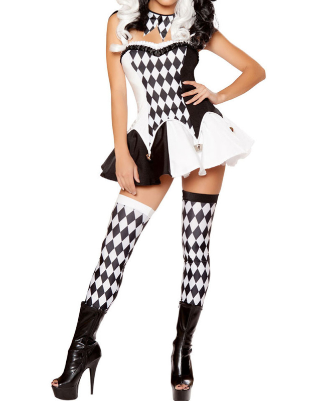 Women Sexy Naughty Joker Circus Clown Halloween Costume