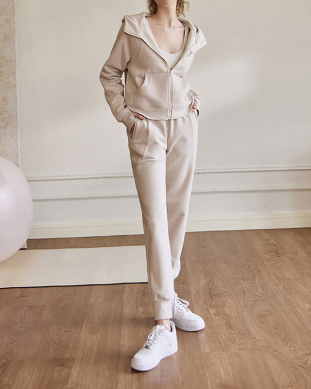 Autumn& Winter New Yoga Clothing Set hooded Casual Outer Wear Running Sports Fitness Loose Comfortable Warm Two-Piece Suit