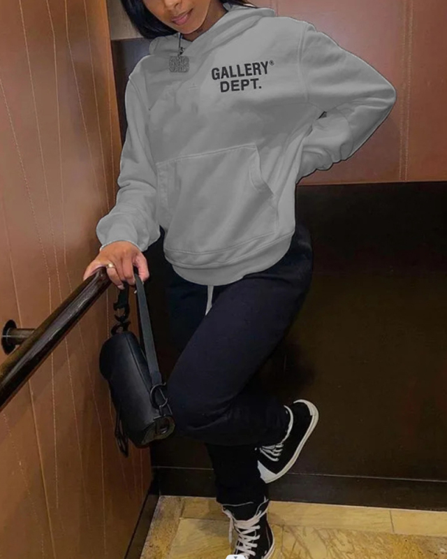 Women's Trendy Fashion Unisex Style Fleece Hoodie Black Beige Gray S-XL