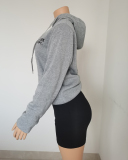 Women's Trendy Fashion Unisex Style Fleece Hoodie Black Beige Gray S-XL