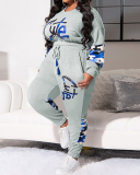 Plus Size Sporty Two Piece Casual Two Piece Pant Set XL-5XL