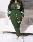 Plus Size Sporty Two Piece Casual Two Piece Pant Set XL-5XL