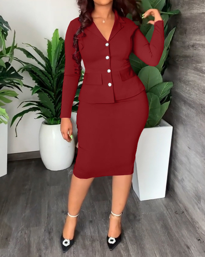 Solid Color Wholesale Women Causal Two Piece Skirt  Set S-XXL