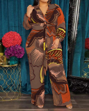 Plus Size Printed Long Sleeve Fashion Jumpsuit XL-5XL