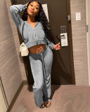 Fall&Winter Velvet Two Pieces Outfit Set Tracksuit S-XL