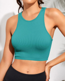 Women Short Sleeveless Solid Color Crew Neck Sports Vest S-L