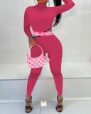 Women Colorblock Sexy Slim Mock Neck Long Sleeve Jumpsuits Green Rosy Black S-XL