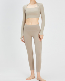 Spring Autumn Women Long Sleeve Solid Color Nuke Feeling Active Wear Top S-XL