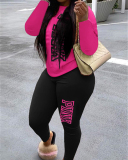 Women Printed Fashion Sport Colorblock Casual Pants Sets Two Pieces Outfit Plus Size S-5XL