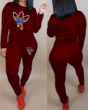 Women Fashion Printed Gradient Sport Long Sleeve Pants Sets Plus Size Two Piece Sets Black Wine Red Rosy Blue S-5XL
