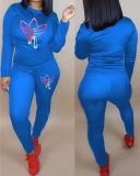 Women Fashion Printed Gradient Sport Long Sleeve Pants Sets Plus Size Two Piece Sets Black Wine Red Rosy Blue S-5XL