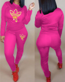 Women Fashion Printed Gradient Sport Long Sleeve Pants Sets Plus Size Two Piece Sets Black Wine Red Rosy Blue S-5XL