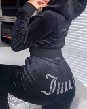 Fall Women Long Sleeve Hoodies Velvet Sport Casual Pants Sets Two Pieces Outfit S-2XL