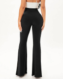 Women Solid Color High Waist Casual Flared Pants Gray Black Coffee S-2XL