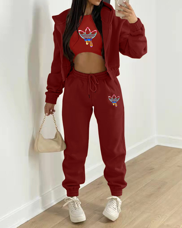 Wholesale Sporty  3 Piece Set Women Wholesale Causal Pant Set S-XXL