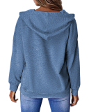 Fashion Butterfly Printed Women Long Sleeve Hoodies Zipper Neck Sweatshirts White Blue Khaki Gray Purple S-3XL