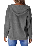 Fashion Butterfly Printed Women Long Sleeve Hoodies Zipper Neck Sweatshirts White Blue Khaki Gray Purple S-3XL