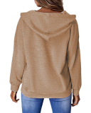Fashion Butterfly Printed Women Long Sleeve Hoodies Zipper Neck Sweatshirts White Blue Khaki Gray Purple S-3XL