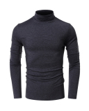 Men's Autumn Basic Solid Color Long Sleeve High Neck T-shirt S-2XL