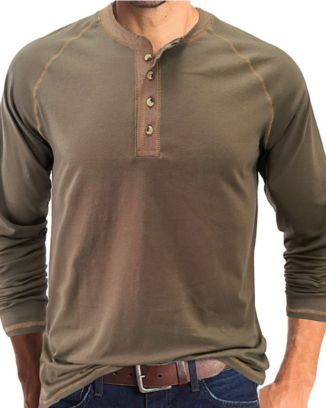 Men's Long Sleeve Colorblock Fall Hot Sale T-shirt S-2XL
