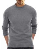 Wholesale Men's Long Sleeve Crew Neck Solid Color Basic Sweater S-2XL