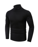 Men's Autumn Basic Solid Color Long Sleeve High Neck T-shirt S-2XL