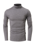 Men's Autumn Basic Solid Color Long Sleeve High Neck T-shirt S-2XL