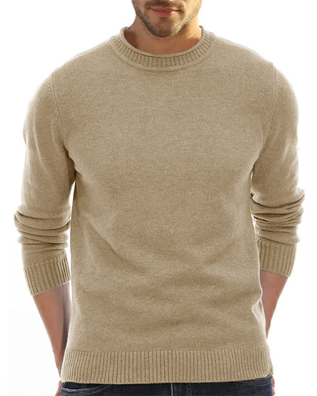 Wholesale Men's Long Sleeve Crew Neck Solid Color Basic Sweater S-2XL