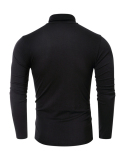 Men's Autumn Basic Solid Color Long Sleeve High Neck T-shirt S-2XL