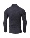 Men's Autumn Basic Solid Color Long Sleeve High Neck T-shirt S-2XL