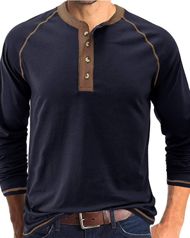 Men's Long Sleeve Colorblock Fall Hot Sale T-shirt S-2XL