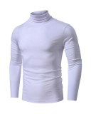 Men's Autumn Basic Solid Color Long Sleeve High Neck T-shirt S-2XL